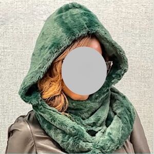 Traci Lynn Plush Hooded Infinity Scarf in Forest Green